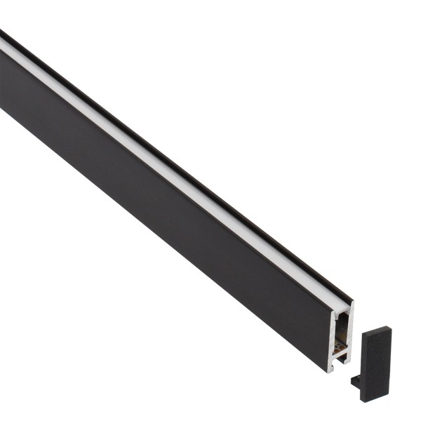 Perfil aluminio PHANTER S2 para tiras LED, 1 metro, negro