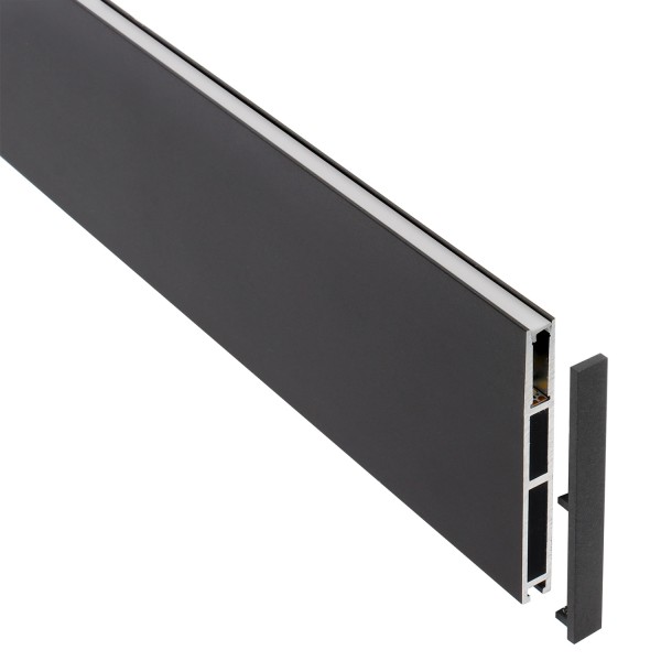 Perfil aluminio PHANTER S3 para tiras LED, 1 metro, negro