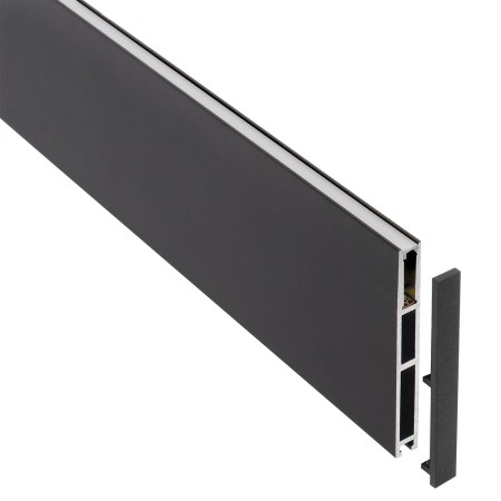 Perfil aluminio PHANTER S3 para tiras LED, 2 metros, negro