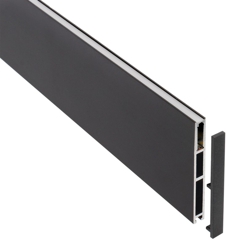 Perfil aluminio PHANTER S3 para tiras LED, 2 metros, negro