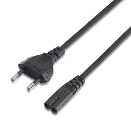 Cable de alimentación, 2 x 0,75mm, clavija EU-C7, 1m. negro