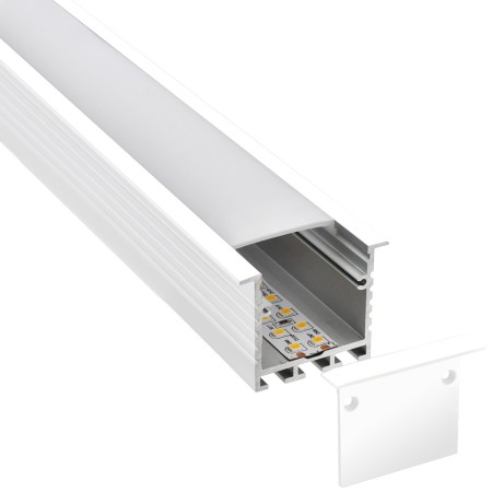 KIT - Perfil aluminio TEITO para tiras LED, 1 metro, blanco
