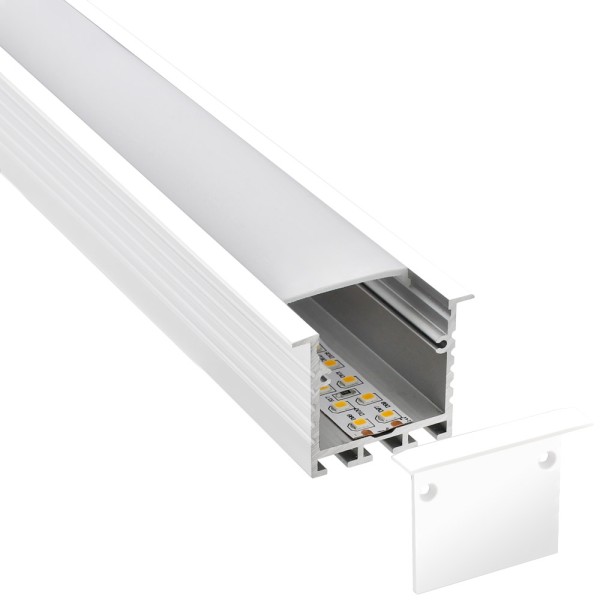 KIT - Perfil aluminio TEITO para tiras LED, 1 metro, blanco