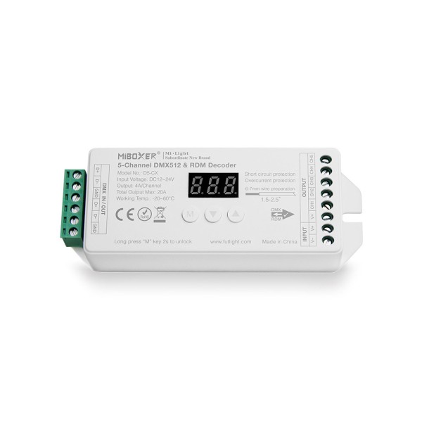 Decoder DMX512-RDM, RGB+CCT, 20A, 2.4Ghz RF