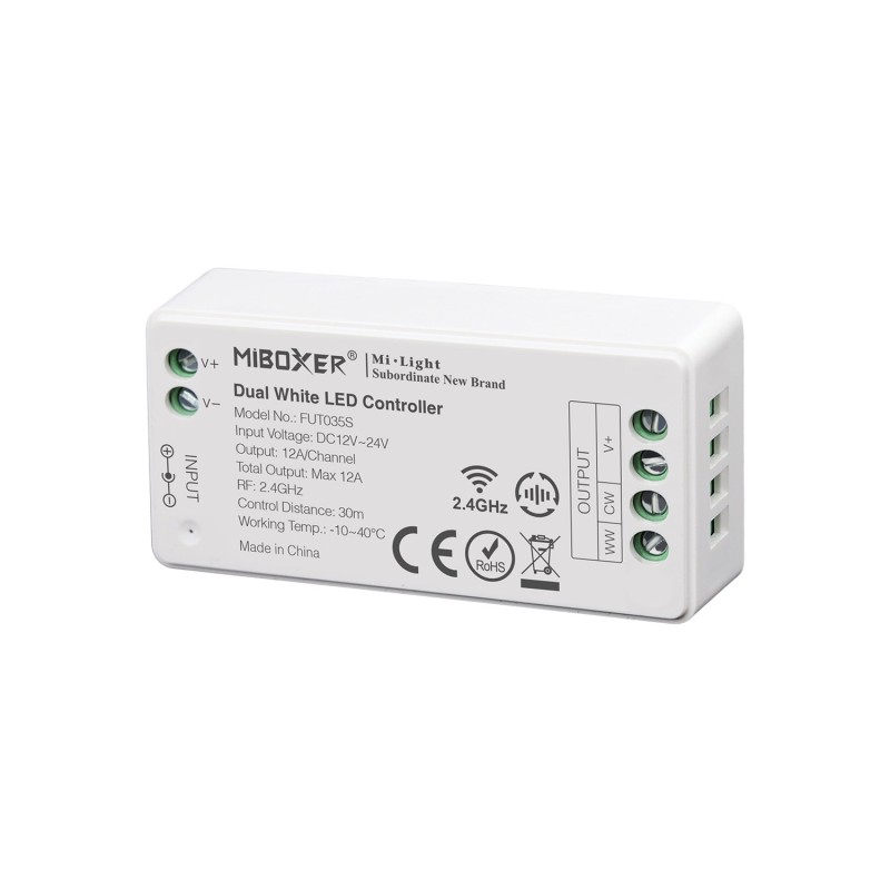 Controlador CCT blanco dual mini RF 4 zonas 12A