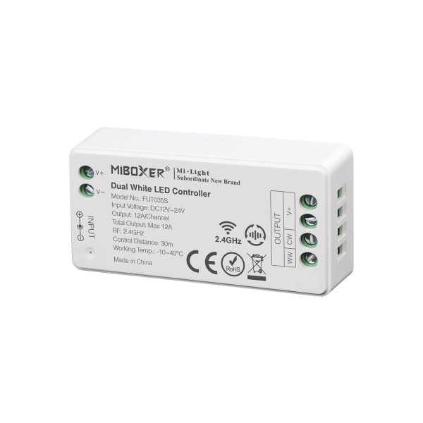 Controlador CCT blanco dual mini RF 4 zonas 12A