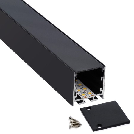 KIT - Perfil aluminio VART SUSPEND 1 metro, negro con cubierta negra