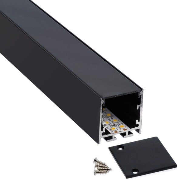 KIT - Perfil aluminio VART SUSPEND 2 metros, negro con cubierta negra