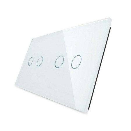 Frontal 2x cristal blanco, 4 botones LIVOLO