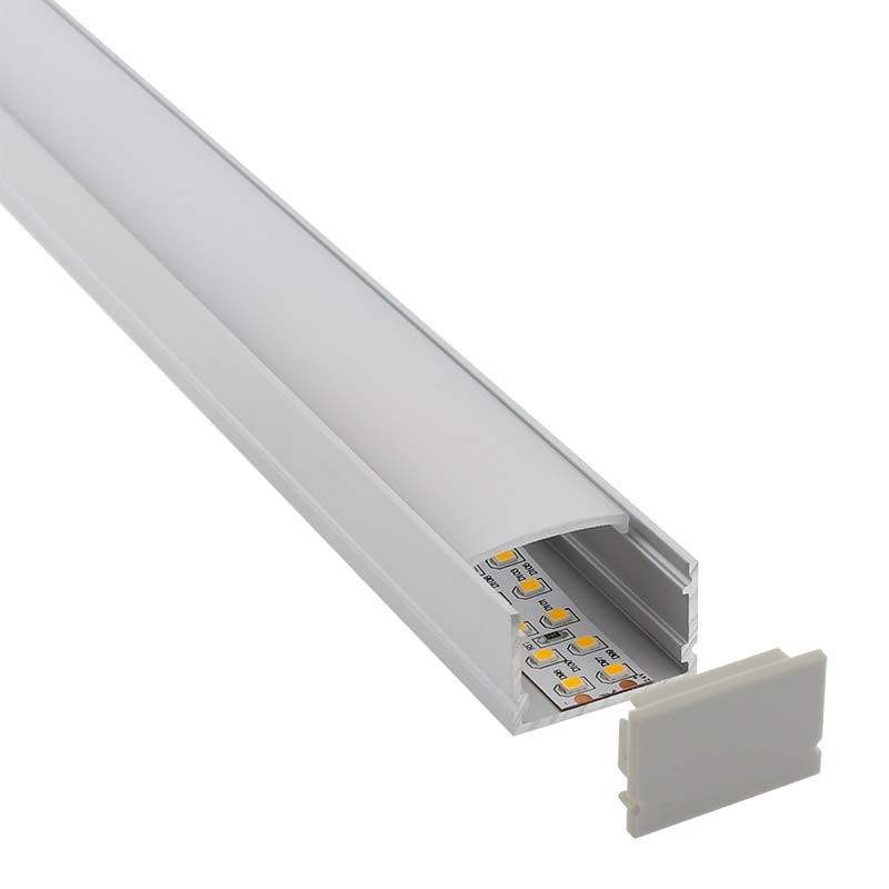 KIT - Perfil aluminio FAT para tiras LED, 2 metros