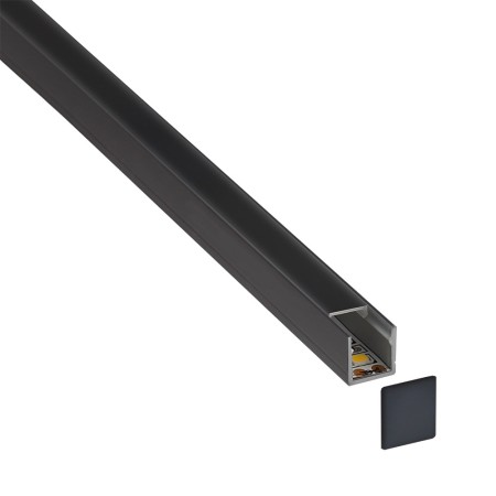 KIT - Perfil CUB 1010 para tiras LED, 1 metro, negro