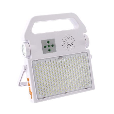 Proyector LED, 100W solar/con batería recargable + emergencia + power bank + bluetooth speaker