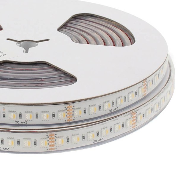Tira LED SMD5050, RGB+W, DC24V, 5m (96Led/m 4 en 1), 115W, IP67, 3oZ