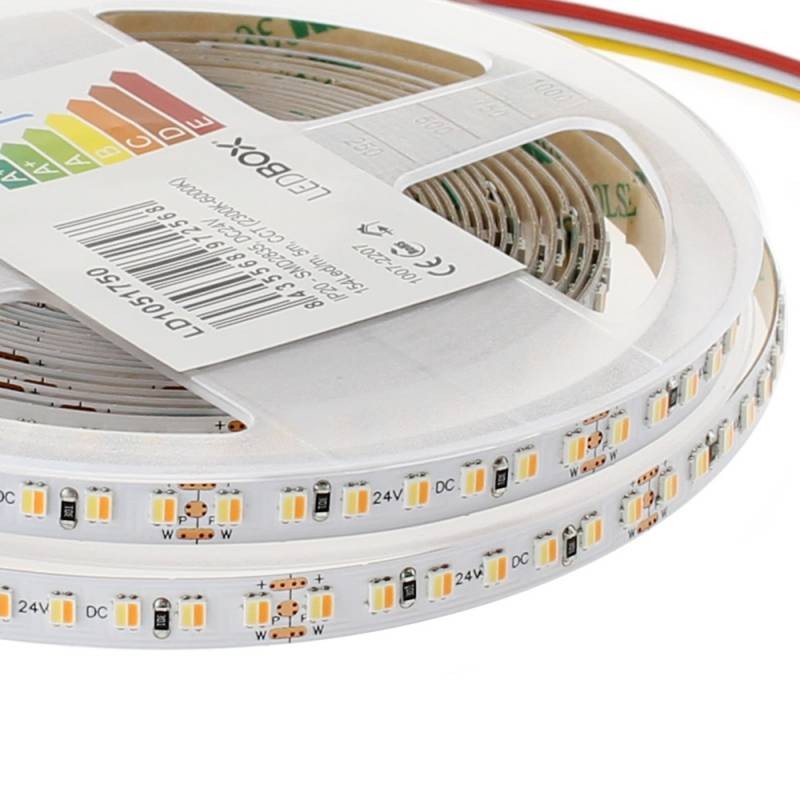 Tira LED Blanco Dual SMD3838, DC24V, 5m (154 Led/m), 75W, CRI a 90,IP65
