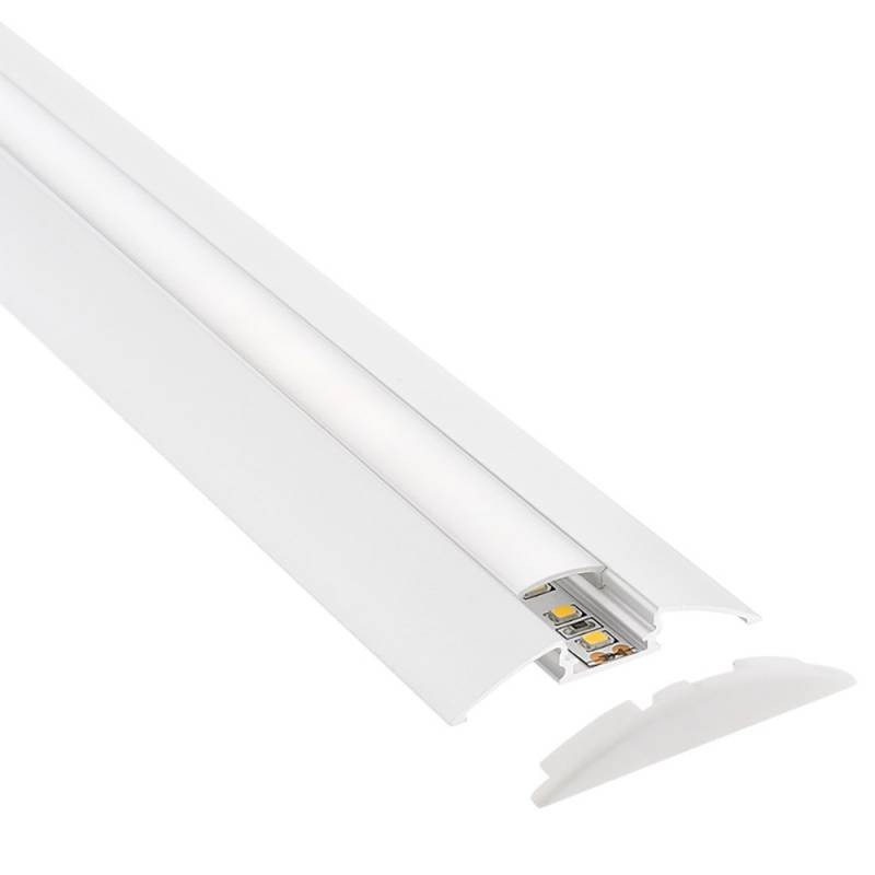 KIT - Perfil aluminio TREND para tiras LED, 1 metro, blanco