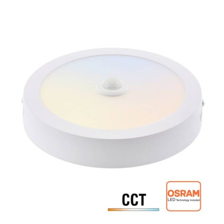 Plafón LED Circular de Superficie 24W con Sensor PIR y Selector 4CCT Multipotencia