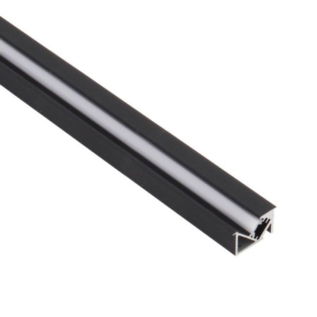 KIT - Perfil aluminio SKEB para tiras LED, 1 metro, negro