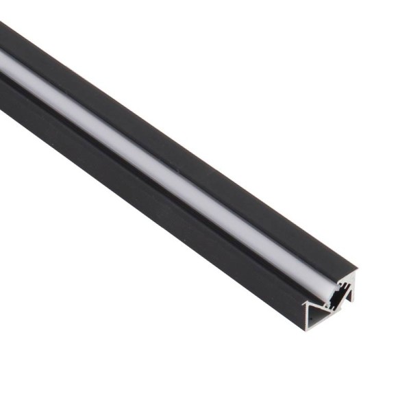 KIT - Perfil aluminio SKEB para tiras LED, 2 metros, negro