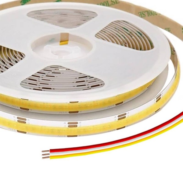 Tira LED Blanco Dual. CCT COB, DC24V, 5m (608 Led/m), 75W, IP20