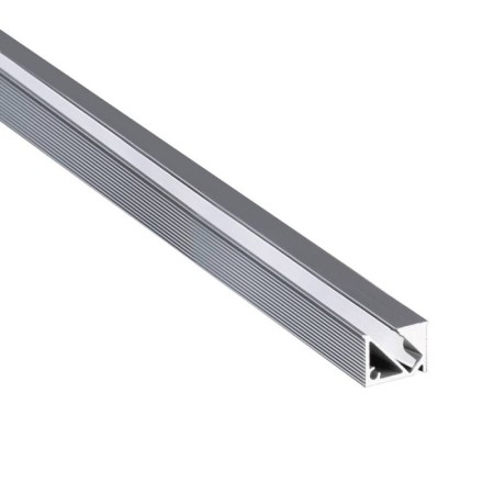 KIT - Perfil KIRK con cubierta de silicona para tiras LED, 1 metro, gris