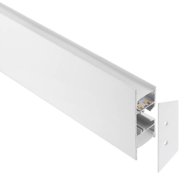 KIT - Perfil aluminio WALL 75mm para tiras LED, 1 metro, blanco