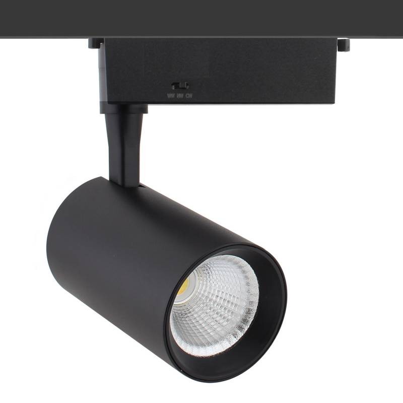 Foco carril Monofásico IOS Bridgelux, 30W, negro, 48º, CCT