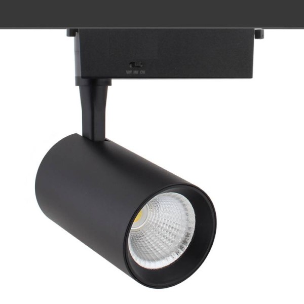 Foco carril Monofásico IOS Bridgelux, 30W, negro, 48º, CCT