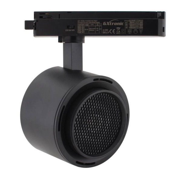 Foco carril Monofásico ROMA, 40W-34W, negro, regulable 24º-60º, UGR13, CCT