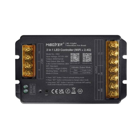 Controlador WiFi + 2.4G RF, DC12-48V, 30A, 2 en 1 monocolor + CCT