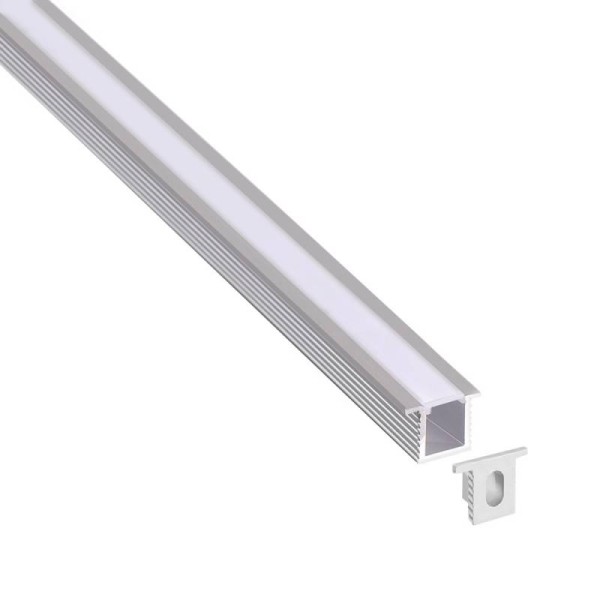 KIT - Perfil aluminio OKI 0809 para tiras LED, 1 metro
