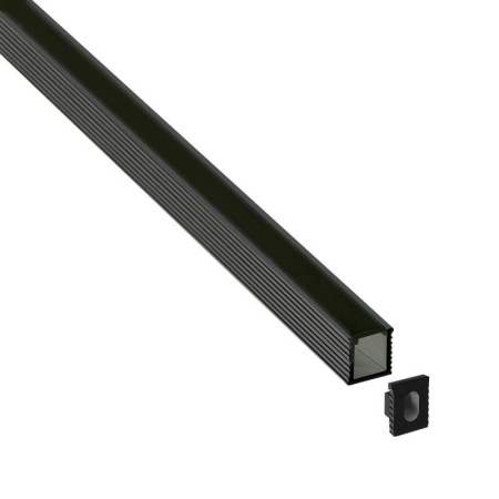 KIT - Perfil CUB 0809 para tiras LED, 2 metros, negro