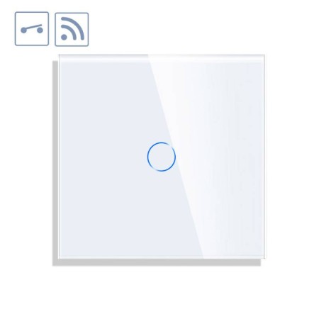 Interruptor / Conmutador táctil + WiFi KOOB frontal cristal blanco