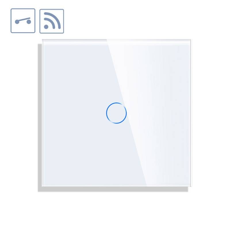 Interruptor / Conmutador táctil + WiFi KOOB frontal cristal blanco