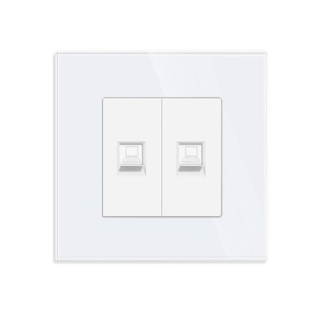 Conector Red 2x RJ45, CAT 6, KOOB frontal cristal blanco