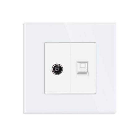 Conector Red RJ45, CAT 6 + TV, KOOB frontal cristal blanco