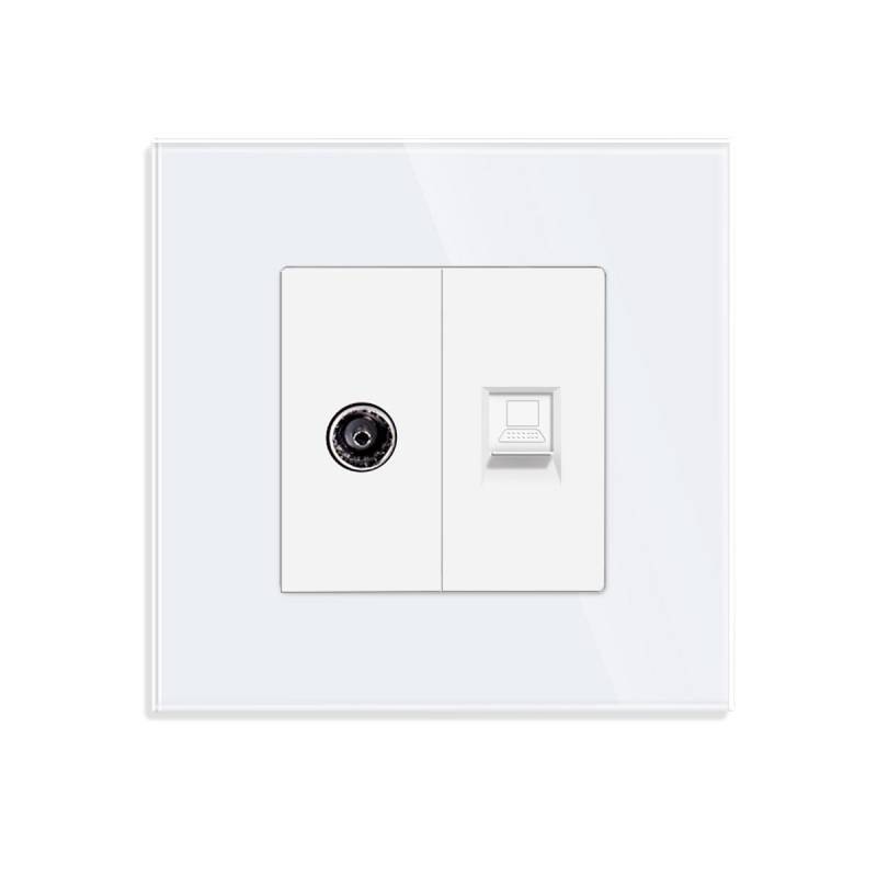 Conector Red RJ45, CAT 6 + TV, KOOB frontal cristal blanco