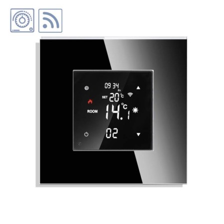 Termostato digital + WiFi, 3 en 1 KOOB frontal cristal negro