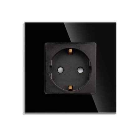 Base enchufe EU 16A KOOB frontal cristal negro