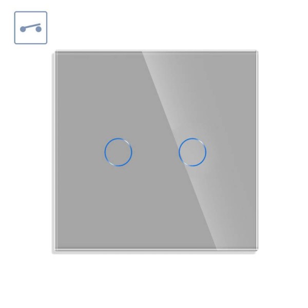 Interruptor táctil doble KOOB frontal cristal gris