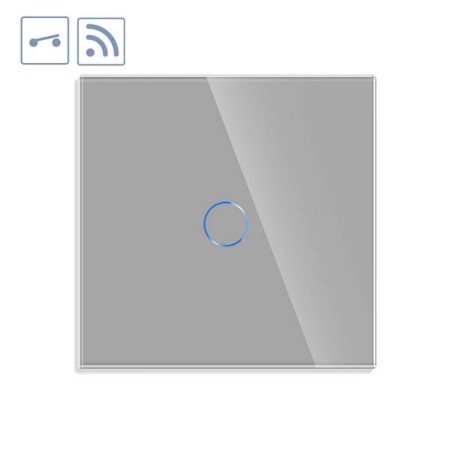 Interruptor / Conmutador táctil + WiFi KOOB frontal cristal gris