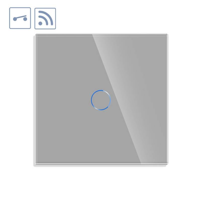 Interruptor / Conmutador táctil + WiFi KOOB frontal cristal gris