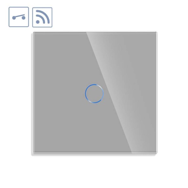 Interruptor / Conmutador táctil + WiFi KOOB frontal cristal gris