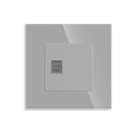 Conector Red RJ45, CAT 6, KOOB frontal gris cristal