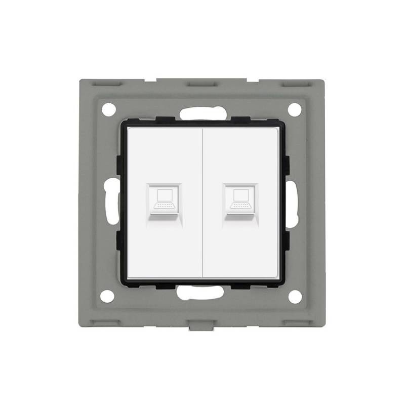 Conector Red 2x RJ45, CAT 6 blanco