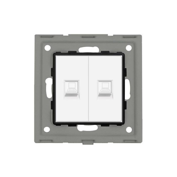 Conector Red 2x RJ45, CAT 6 blanco