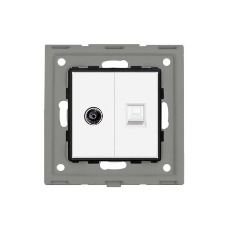 Conector RJ45, CAT6 + TV blanco