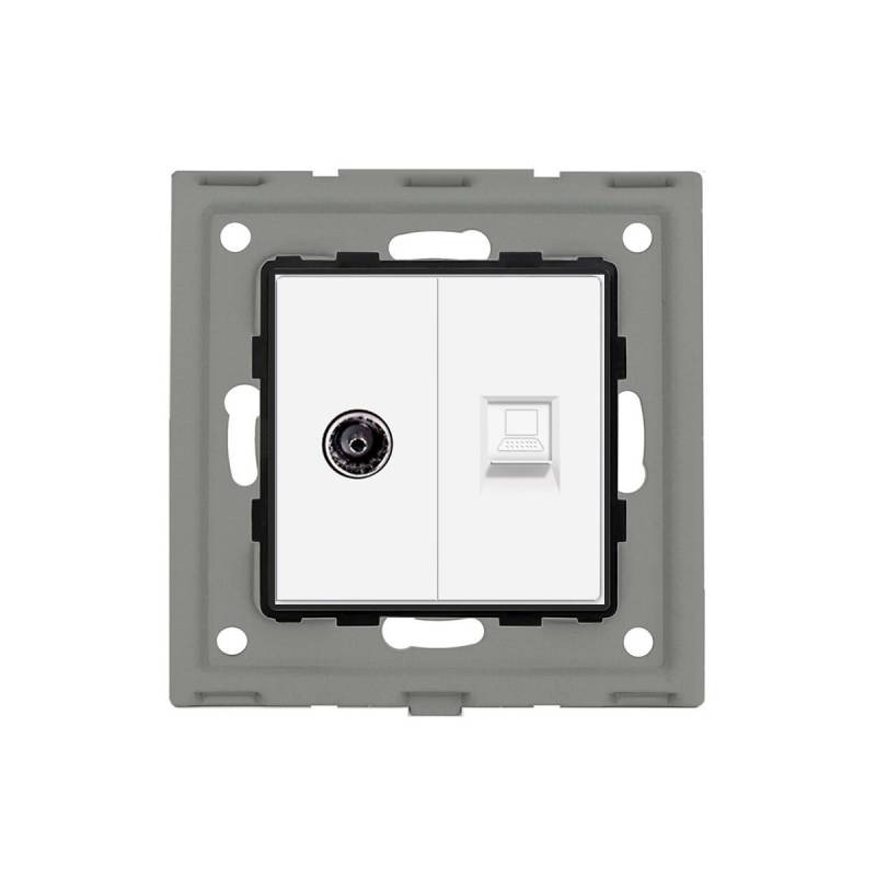 Conector RJ45, CAT6 + TV blanco
