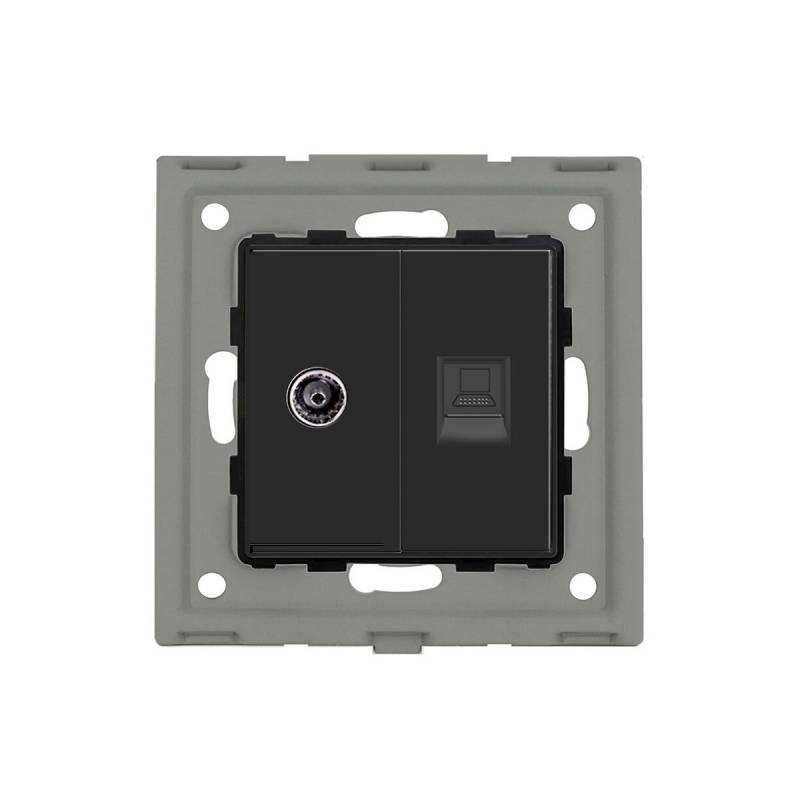 Conector RJ45, CAT6 + TV negro