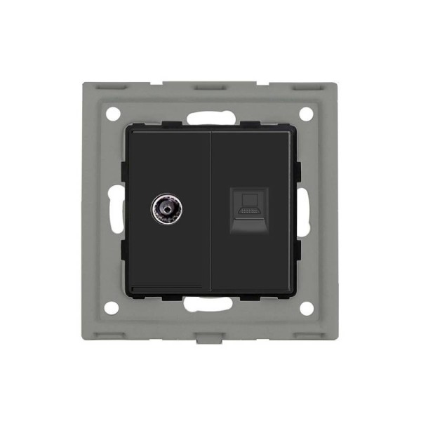 Conector RJ45, CAT6 + TV negro