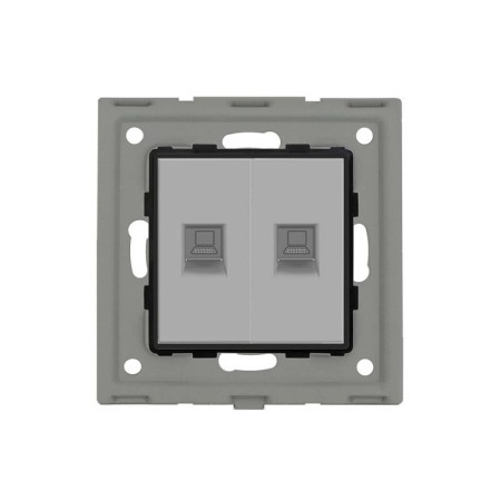 Conector Red 2x RJ45, CAT 6 gris